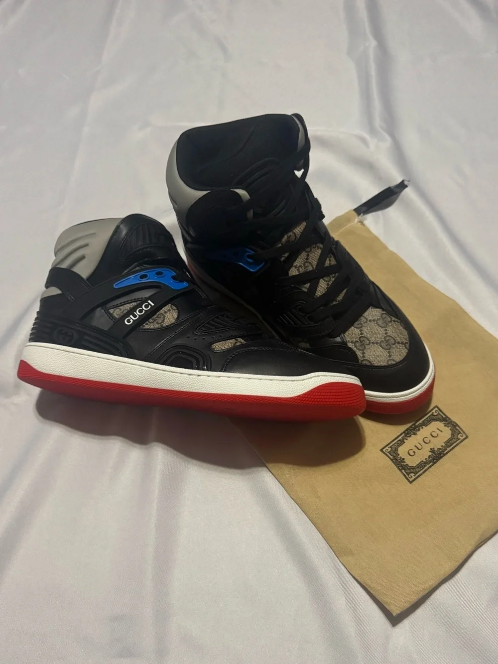 Gucci High-Top Sneakers in Black, Red and Blue